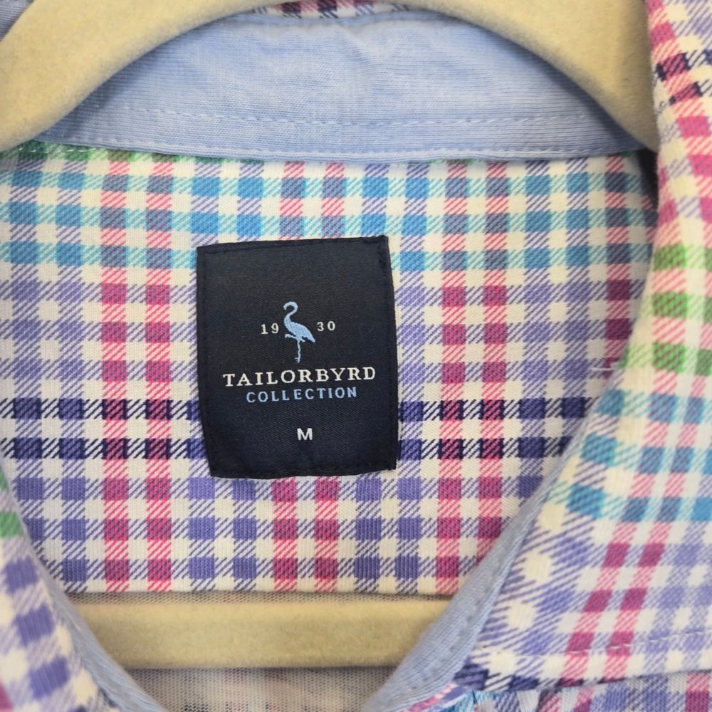 Tailorbyrd Collection‎ Mens Short Sleeve Button Down Shirt Gingham Medium Pastel - Picture 2 of 6